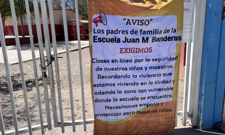 Exigen clases en línea por violencia cerca de escuela primaria en Culiacán