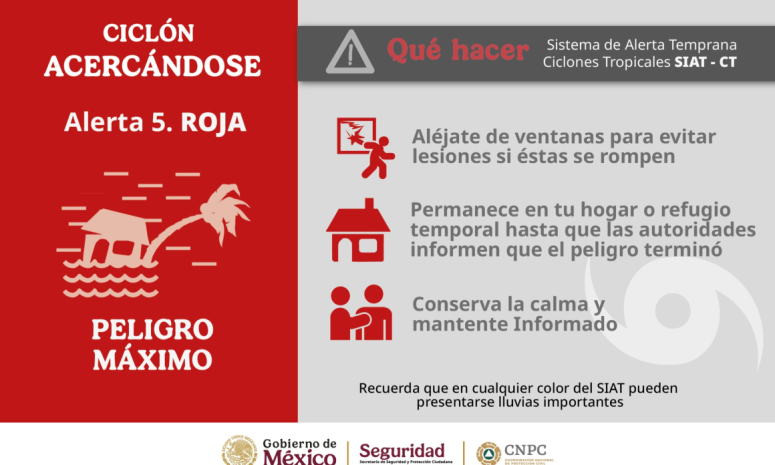 Alerta roja de peligro máximo por Erick en Guerrero y Oaxaca