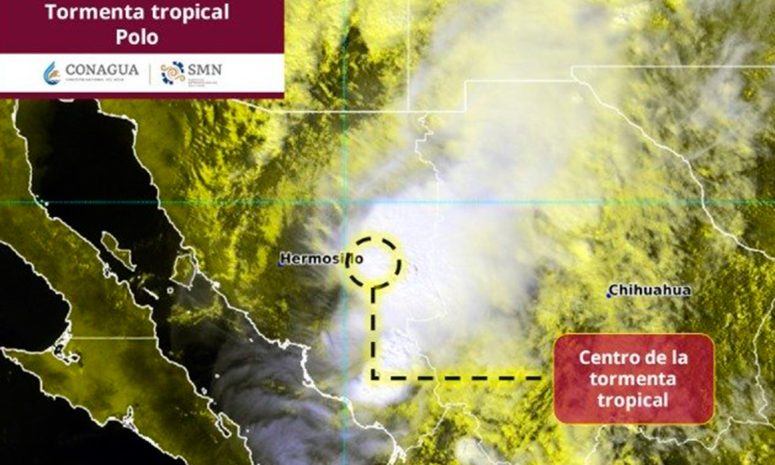 Polo se degrada a tormenta tropical en Sonora