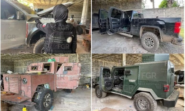 Asegura FGR en cateo 5 vehículos con blindaje artesanal en Sinaloa