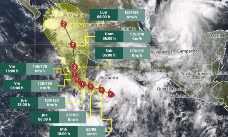 Simón pegaría en el sur de Sinaloa como huracán categoría 2